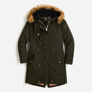 J Crew perfect Winter Parka in Dark Moss